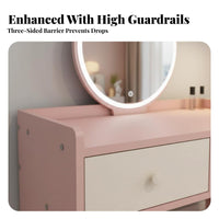 Nordic Inspired Vanity Set with Mirror and Storage Space-Saving space-efficient Vanity with Round Mirror Modern Design Dressing Table Minimalist design for Apartment Dwellers, Students, Teenagers, Bay area Area, Small Spaces