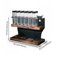 Wooden Coffee Bean Display Stand Sealed Coffee Bean Tube Holder Minimalist Wooden Tube Organizer for Cafe