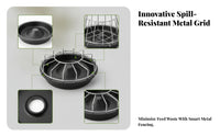 Raised Cone Round Poultry Feeder Bowl Thickened Plastic Metal Wire Poultry Feeder Low Profile Segmented Feed Tray 14 Openings