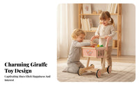 Wooden Push Push Cart Wooden Shopping Cart Slotted Panels Rounded Edges