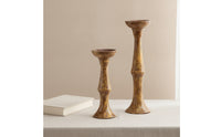 2 Pieces Marbled Candlestick Holders Tapered Candle Holders with Pedestal Sculptural Candlesticks Glossy for Study, Bedroom, Bookshelf, Bedside Table