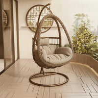 Egg Chair with Stand Rattan-Style Hanging Basket Chair Indoor Furniture for Adults, Balcony, Living Room, Backyard