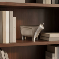 Bull Sculpture Faceted Geometric Bull Statue Silver-Toned Decorative Piece for Understated Decor Fans, Art Collectors, Tabletop