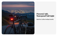 Battery-without Solar Bike Tail Light Easy to Install Solar Powered Bike Warning Light Water Resistant for Mountain Bikers, Kids, Rainy Days