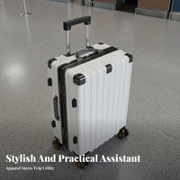 Telescoping Handle Hardshell Scratch Resistant Ribbed Hardside Reinforced Corners Suitcase Lightweight Design for Travelers, Vacatisinglers, Business Professionals, Vacation, Airport, Weekend Trip Getaway