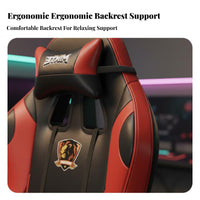 Reclining Ergonomic Chair with Pillows Minimalist Design Gaming Seat Reclinable Retractable Footrest for Study Room, Relaxing