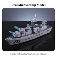 Toy Warship with Helicopter Light-up Toy Warship with Wheels Rolling Warship Model for Kids, Boys, Tabletop Play, Pretend Battles