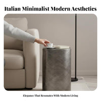 Metal Side Table Elegant Aesthetic Minimalist Pedestal Table Multi-Functional Decorative Stool for Bedside, Entryway, Office