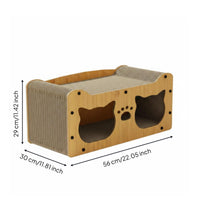 Double Hole Cat House Sturdy Corrugated Paper Cardboard Cat House Scratch-Resistant Pet Accessory for Cats, Kittens, Indoor