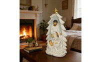Family Figurine with Tree Compact Family of 3 Figurines Lightweight Sculptures for Mantel