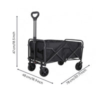 Swivel Wheels Foldable Wagon Removable Liner Collapsible Wagon Oxford Textile Pull Handle Carrier Metal Frame for Camping, Picnics, Outings