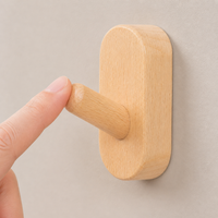 Wooden Coat Hook, Pre-mounted Wall Mounted Single Wood Hook, Nordic Wood Coat Hooks for Kids Room, 15kg Capacity