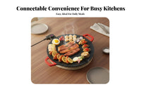 Fast Heating Maifan Stone Electric Pan Easy to Clean Round Electric Grill Multi-Purpose for Party, Gathering