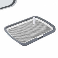 Splash-Proof Dog Potty Tray with Post Easy to Clean Indoor Dog Potty Tray Removable Grate Indoor Puppy Training Pad Holder Keeps Paws Dry for Dogs, Young Dogs, Apartment, Balcony