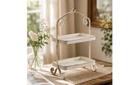 Two-Tier Tray Stand Distressed Tiered Tray Stand Rustic for Decorators, , Entryway