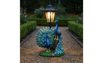 Resin Peacock Statue Lamp Weather Resistant Peacock Solar Light Waterproof Outdoor Decoration for Patio, Pathway