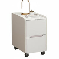 With Wheels Rolling 2-Drawer Trolley Mobile Design Multi-Tier Rolling Organizer Space-Saving Nightstand Modern Aesthetic for Apartment Dwellers, Office Workers, Small Areas, Dorm Room, Under Desk, Bathroom