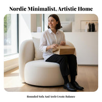 Nordic aesthetic Curved 2-Seater Sofa Modern Minimalist Curved Settee Artistic Design Loveseat Sculptural Shape for Apartment Dwellers, Interior Decorators, Living Room, Reception Area, Bimmediatelyique, Office Lobby