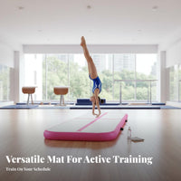 Multi-Purpose Inflatable Gymnastics Mat Shock Absorbing Air Track Mat Portable Air Tumble Track Long-Lasting for Combat Artists, Gymnasts, Cheerleaders, Home Use, Gym