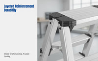 Portable Aluminum Alloy Folding Ladder, Thickened, Multi-Functional, Home Construction, Double Reinforced Frame