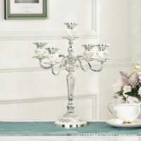Five-Head Gold and Silver Plated Metal Alloy European Style Candle Holder for Home, Hotel, KTV Classic