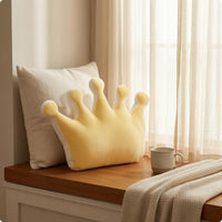 White Trim Crown-Shaped Cushion Padded Support Pillow