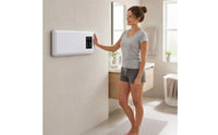 Flat Front Electric Wall Heater Black Control Panel Wall-Mounted Heater Rounded Corners Home Heating Slim