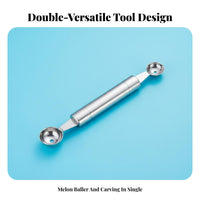 Stainless Steel Fruit Baller Multi-Functional Double-Ended Melon Baller Food Grade Double-Ended Fruit Baller for Chefs, Dessert Making, Garnishing