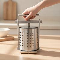 Manual Vegetable Press with Basket Compact Fruit Press with Stainless Steel Basket Rust-Resistant for Home Cooks