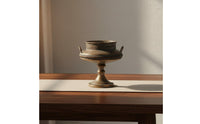 Gold Pedestal Vase Handcrafted Golden Appearance Pedestal Bowl Wide Opening Footed Floral Bowl for Wedding