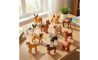 12 Pieces Painted Miniature Dog Figurines Compact Dog Figure Lovely Toy Dogs Active for Desk Decor, Diorama