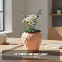 Strawberry Vase Aesthetic Cute Strawberry Ornament Smooth Glazed Surface Fruit Shaped Flower Holder for Teen Girls, Living Room, Desktop, Bookshelf