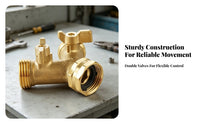 2 Pieces Simple Stream Management Double Shut-off Valve Splitter Threaded 2-Way Brass Hose Splitter Compact Metal Outdoor Watering Angled Design