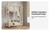 Easy Installation Rolling Clothes Rack Minimalist Design Clothing Rack on Wheels Stable Structure Clothes Hanging Stand on Wheels Space Saving for Homeowners, Apartment Dwellers, Students, Bedroom, Balcony, Laundry Room, Entryway