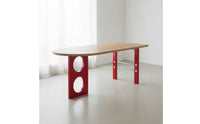 Memphis-Inspired Half-Oval Table Bauhaus Wall-Side Desk Space-Saving Dining Table Desk Sturdy for Telecommuting Workers, Students, Home Office, Studio