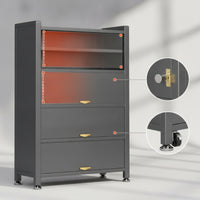 Steel Storage Cabinet Waterproof Cabinet with Flip-down Doors Weatherproof Freestanding Outdoor Locker for Homeowners, Gardeners, Balcony, Patio, Yard