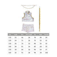 Cosplay Performance Outfit Shiny Short Top and Shorts Set with Belt Gleaming Costume for Children