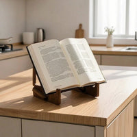 Adjustable Book Rest Slanted Wooden Book Stand Tabletop Recipe Books Holder for Readers, Cooks