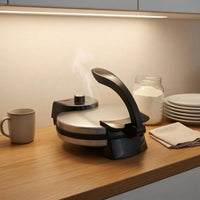 1200W Clamshell Crepe Maker Locking Handle Electric Crepe Maker Stainless Steel Electric Pancake Griddle Black Plastic