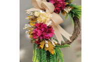 Hydrangea Wreath with Burlap Bow Floral Hydrangea Wreath Natural for Entryway