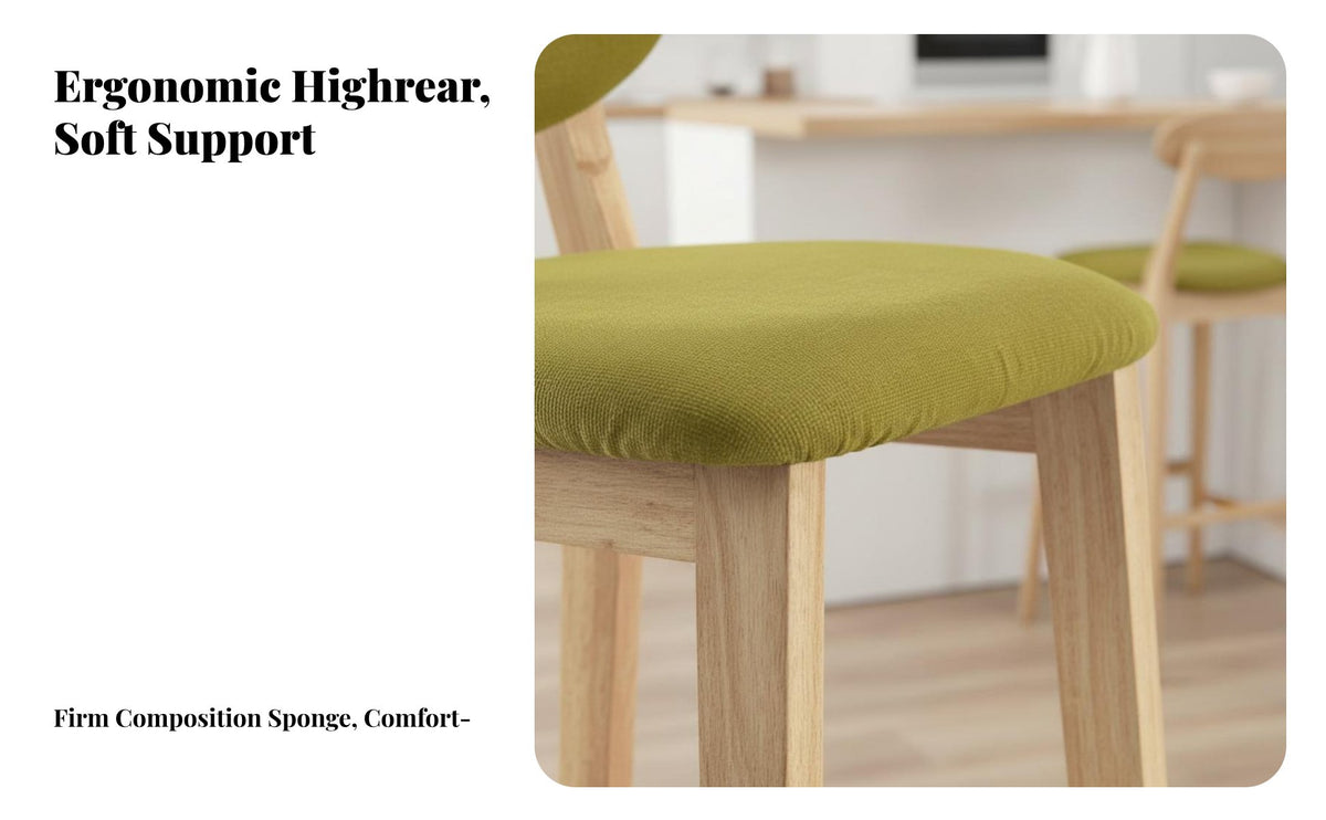 Nordic Design Upholstered High Seat with Backrest Built-in Footrest Bar Stool Padded Cushion Counter Chair Quiet Anti-Slip Pads for Homeowners, Restaurant Owners, Entertainers, Kitchen Island, Dining Room, Cafe, Cafe