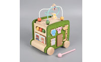 Educational Wooden Activity Cart Learning Wooden Busy Box Cart Interactive Activity Play Cube Safe for Babies, Nursery
