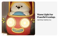 Playful Design Bear in-Car Side Table Multi-Functional children's Furniture Stable Base Nightstand Easy Assembly for Toddlers, Students, Bedroom, Playroom, Small Apartment, Guest Room