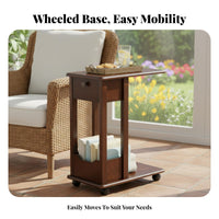 With Wheels Rolling C-Shaped Table Multifunctional Rolling C-Shaped Stand Space Saving Storage Cart Easy Assembly for Home Workers, Apartment Dwellers, Students, Sofa Side, Bedside, Bedroom, Living Room