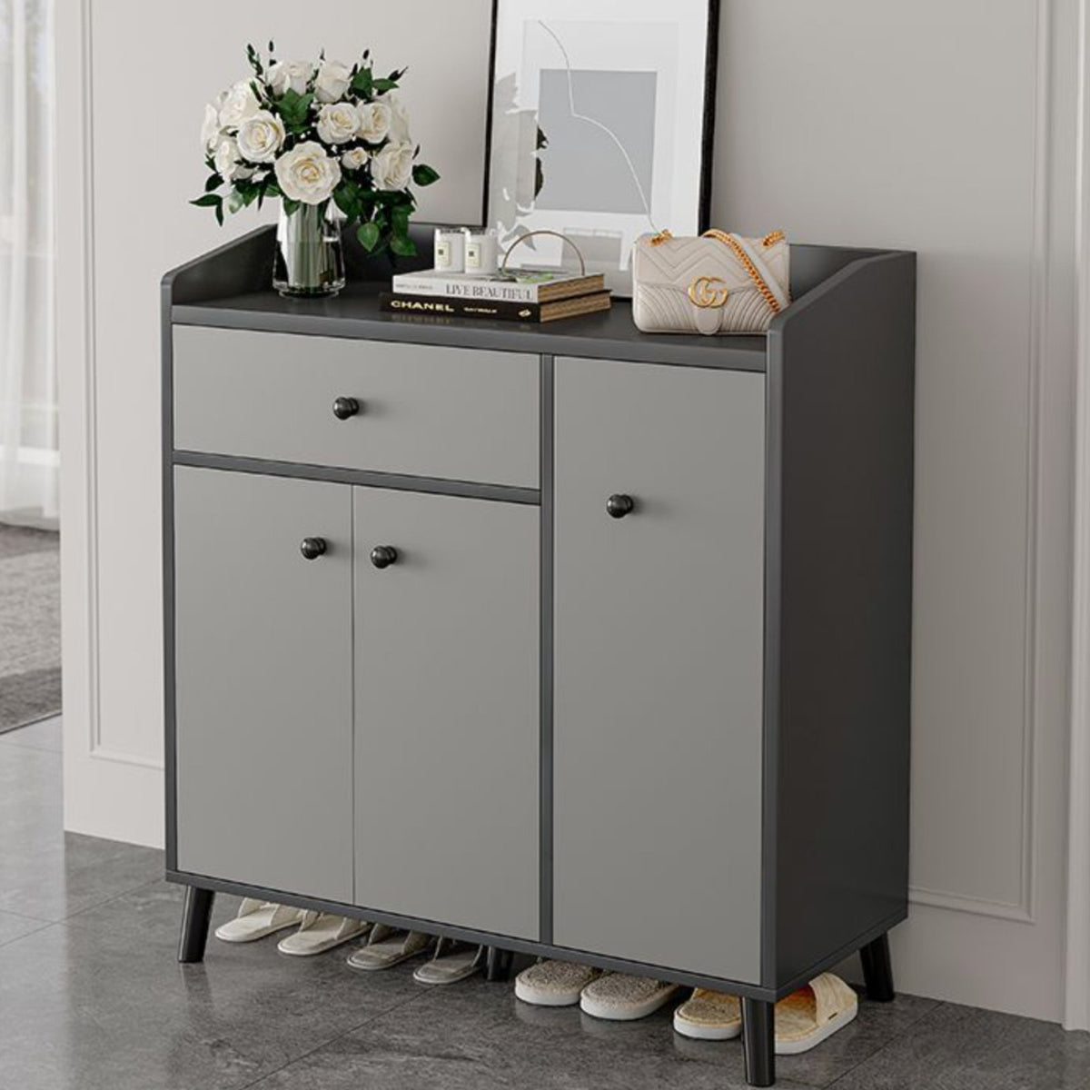 Large Capacity Footwear Storage Unit Space Saving Design Shoe Storage Cabinet Sturdy Construction for Homeowners, Apartment Dwellers, Hallway, Mudroom