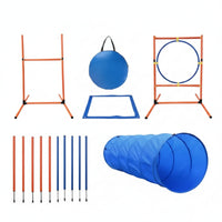 Blue and Orange Dog Agility Training Kit Cylindrical Frame Dog Agility Kit Lightweight Pet Sports Collapsible
