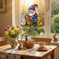 Easter Bunny Acrylic Sunlight Reflector Bright Colors Easter Gnome Hanging Ornament Bright Hare Sunlight Reflector for Families, Family, Glass Panes