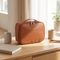 Makeup Bag with Brush Holder Zippered Makeup Case Travel Toiletry Bag Compact Organizer Sturdy for Travelers, Suitcase, Bathroom