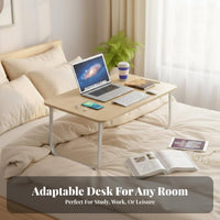 Multi-Functional Foldable Laptop Table Space-Saving Bed Tray No Assembly Required Lap Desk Ergonomic for Students, Remote Workers, Dorm Room, Floor, Travel, outsidedoor