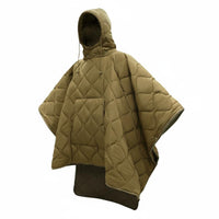 Warm Sleeping Bag Poncho Water-Resistant Hooded Sleeping Cloak Full Body Wrap Camping Poncho Quilt Insulated for Journey